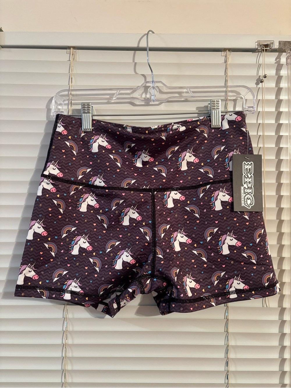 Epic MMA Gear Womenโs Unicorn Gym Stretch Shorts Medium New 3โ inseam 26โ waist